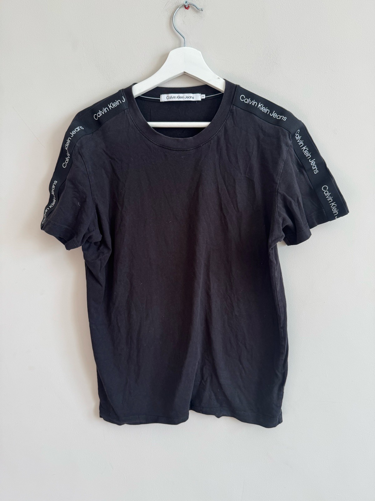 Calvin Klein Jeans Black Logo Tape T Shirt Size M