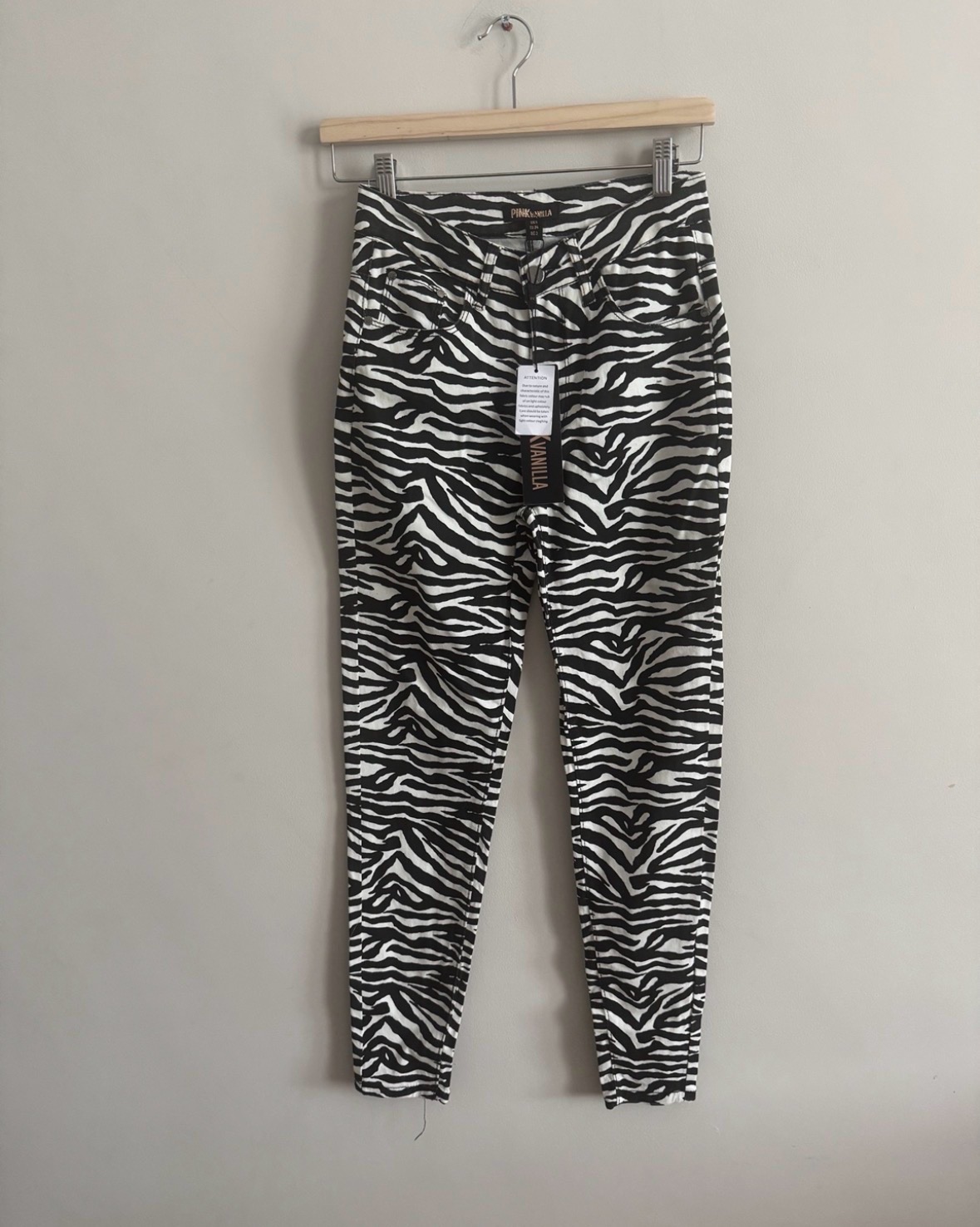 Pink Vanilla Zebra Print Skinny Jeans Black White UK 6 New With Tags