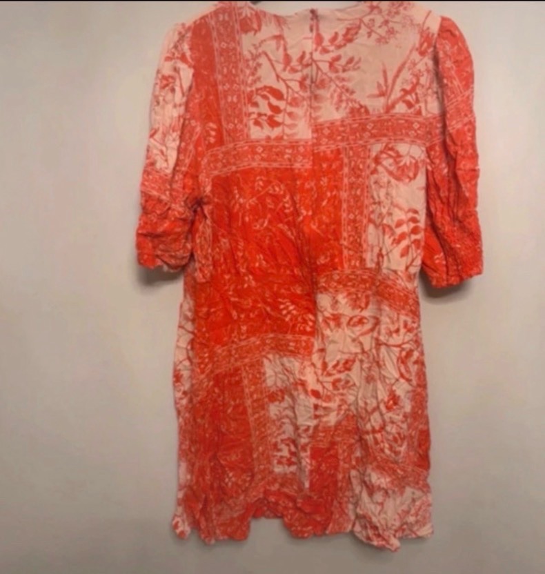 Next coral floral postcard dress size 18 puff sleeve summer
