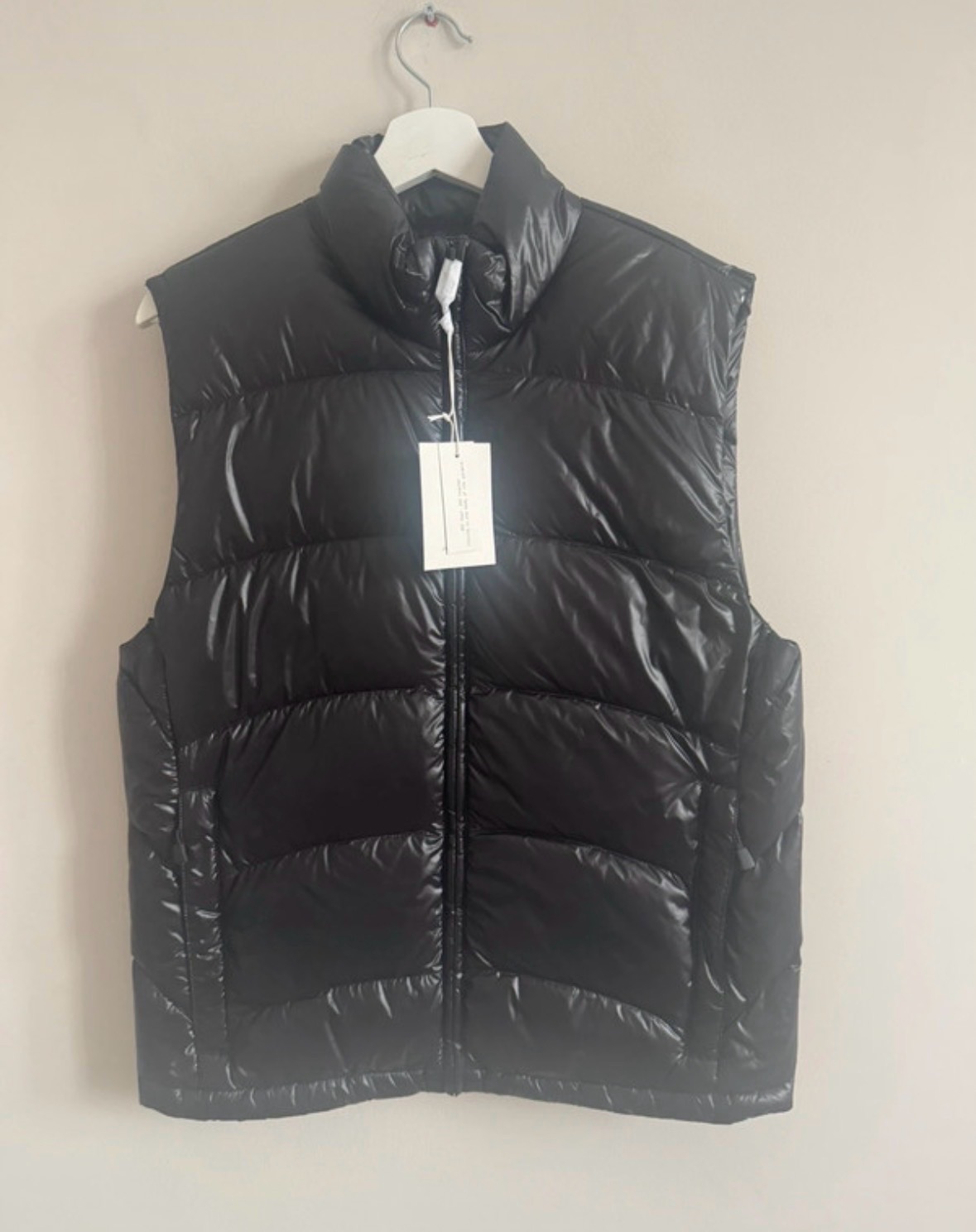 Zara Black Sheen feather down Puffer Gilet Bodywarmer Size M