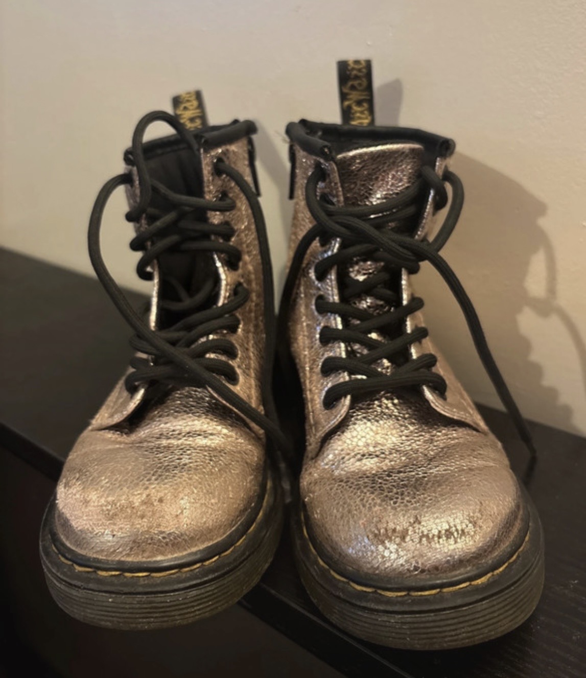 Dr.martens girls gold crackle boots. Size 11.
