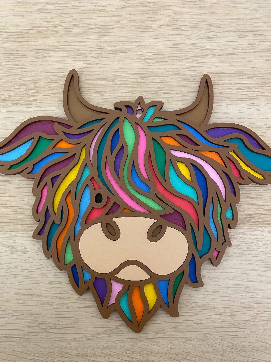 Highland Cow hanging wall art decor
