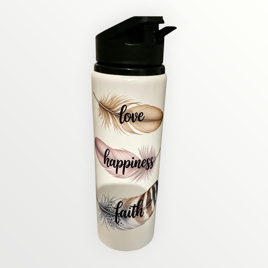 New 750 ml stainless steel   Love, Happiness, Faith water bottle