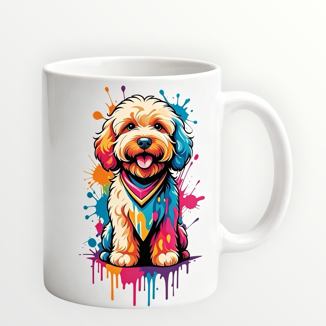 11oz ceramic sublimation  White  colorful dog mug