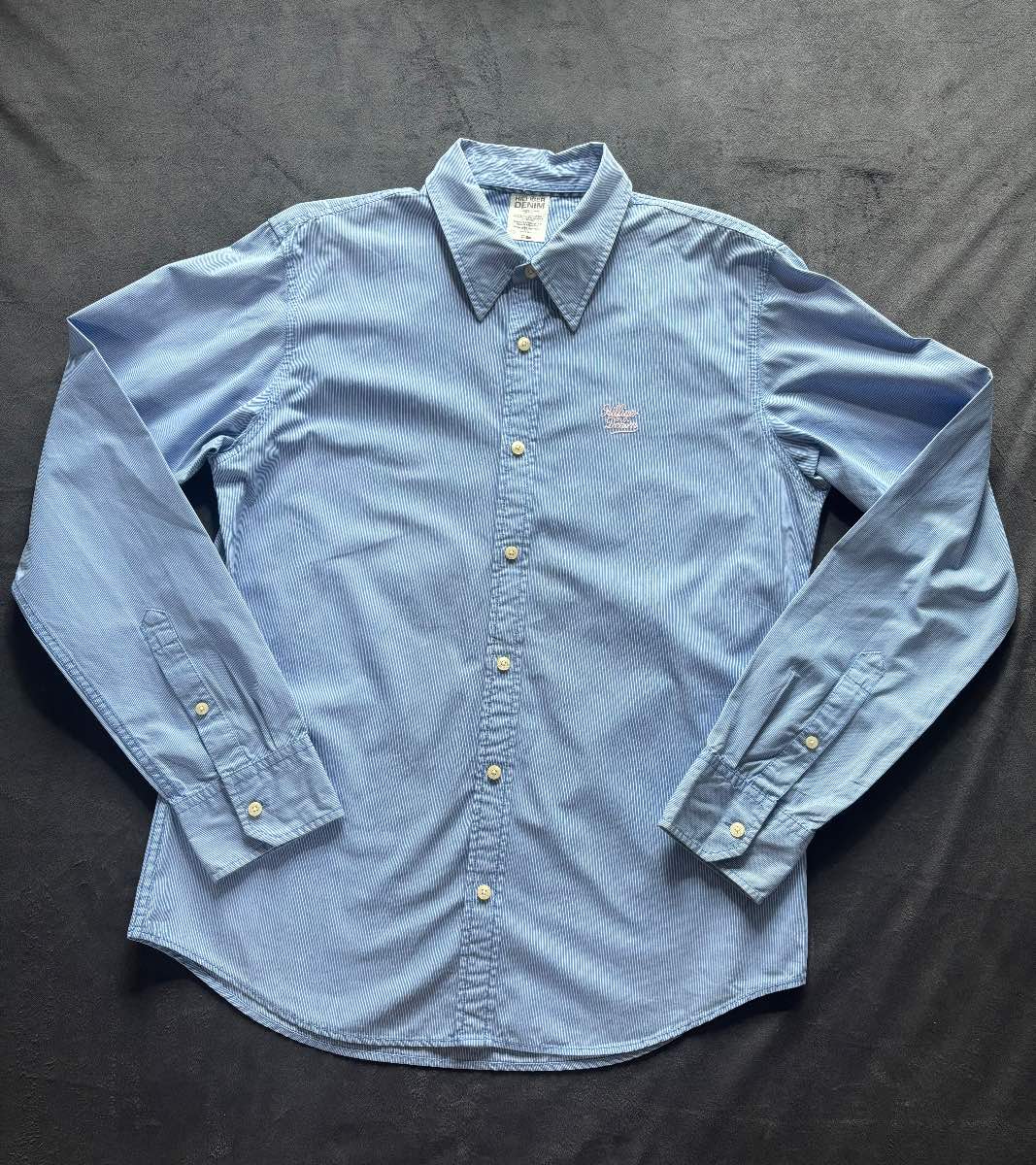 Tommy Hilfiger Denim Shirt Mens Large Blue Stripe Long Sleeve Cotton