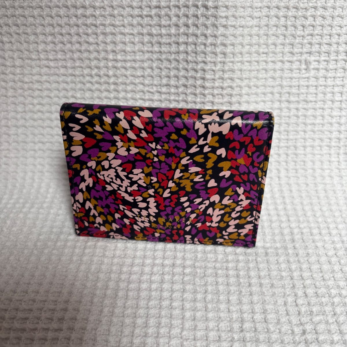 Ted Baker London Small Leather Card Wallet in a multicolour Heart Print