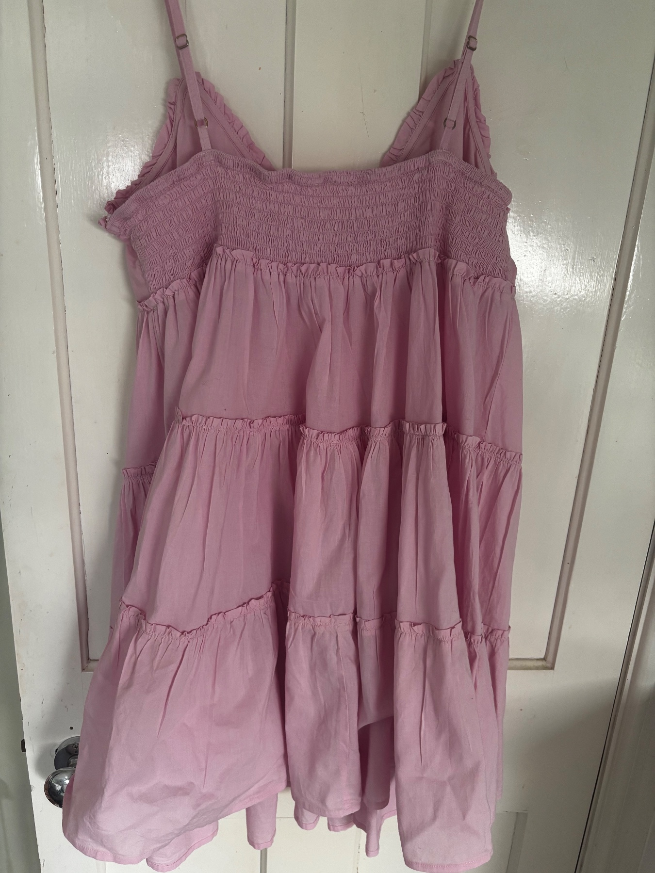 River Island pink tiered  Smock Short Dress size Large 14-16
