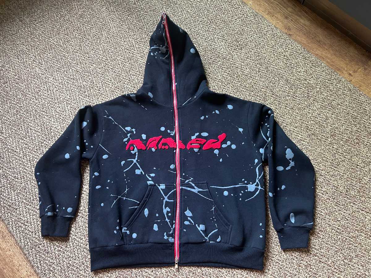 Named Collective Oversized Full Zip Hoodie Paint Splatter Black S/M