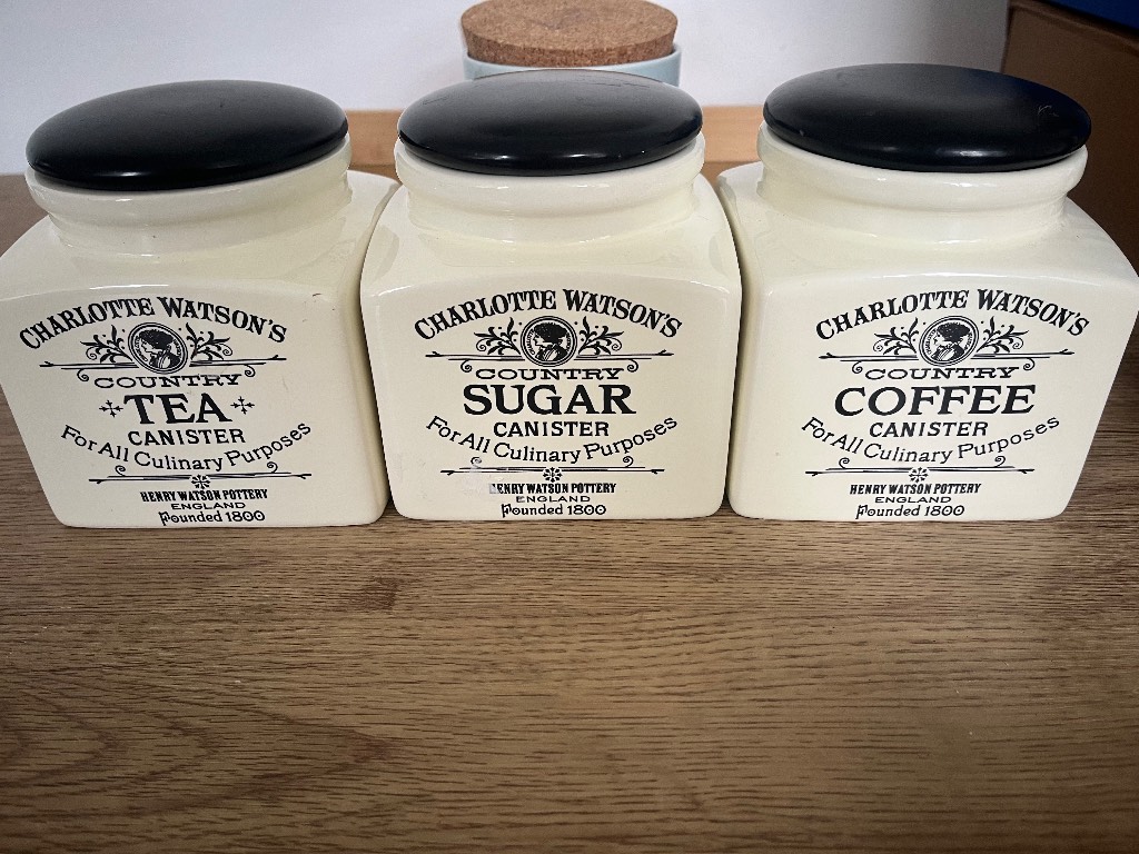 Vintage Charlotte Watson tea coffe sugar tins