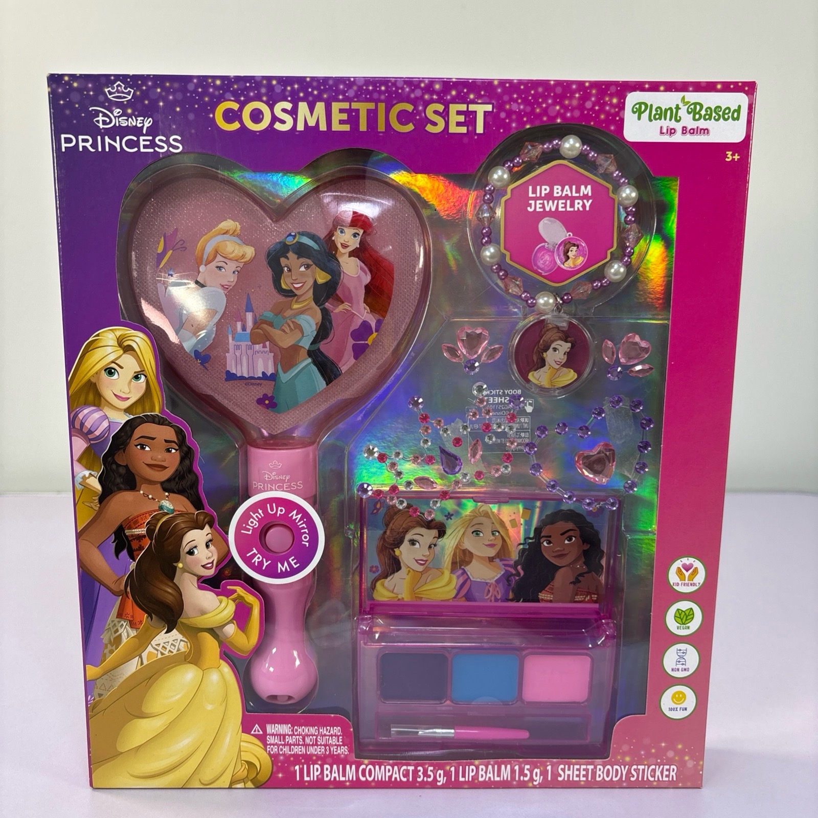 Disney Princess plant based  Cosmetic Set with Light Up Mirror Brand New sealed