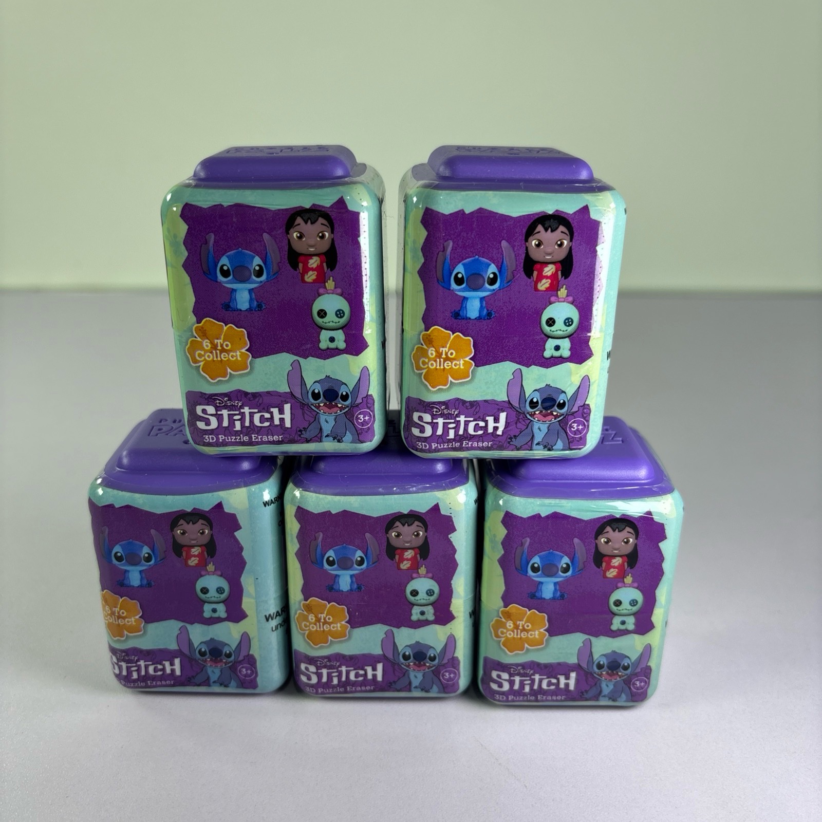 Disney Stitch Puzzle Palz collectible 3D puzzle eraser new sealed bundle of 5