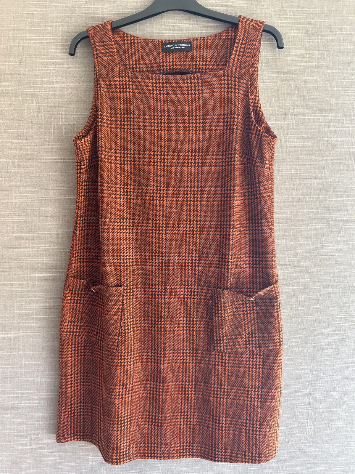 Dorothy Perkins checked pinafore dress in brown