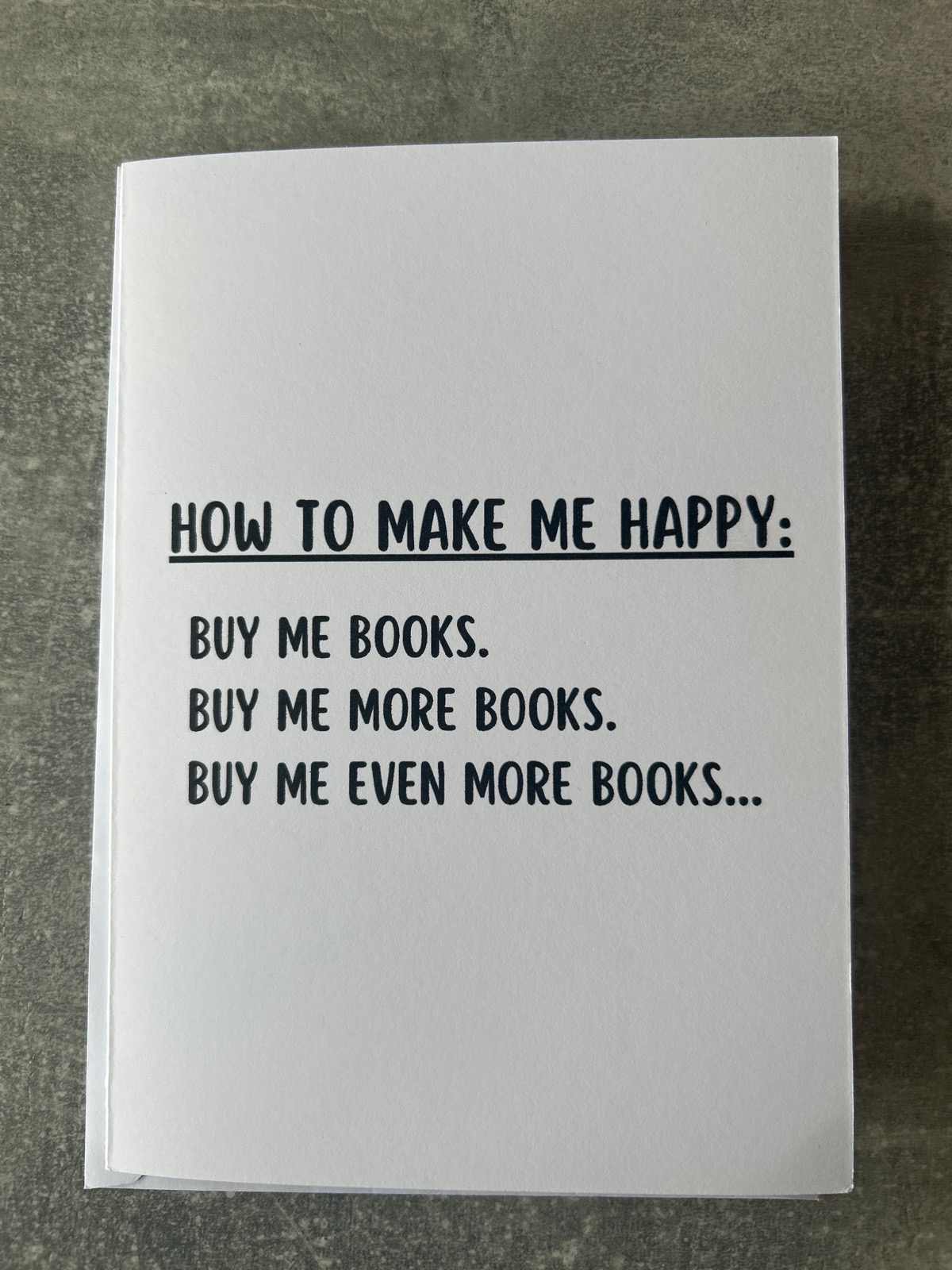 How to make me happy bookish greeting card 5x7