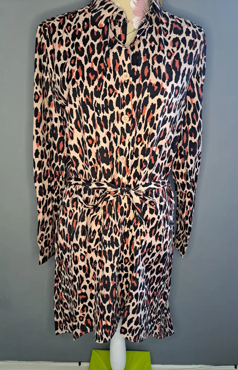 Jolie Moi red animal shirt dress size 12 BNWT