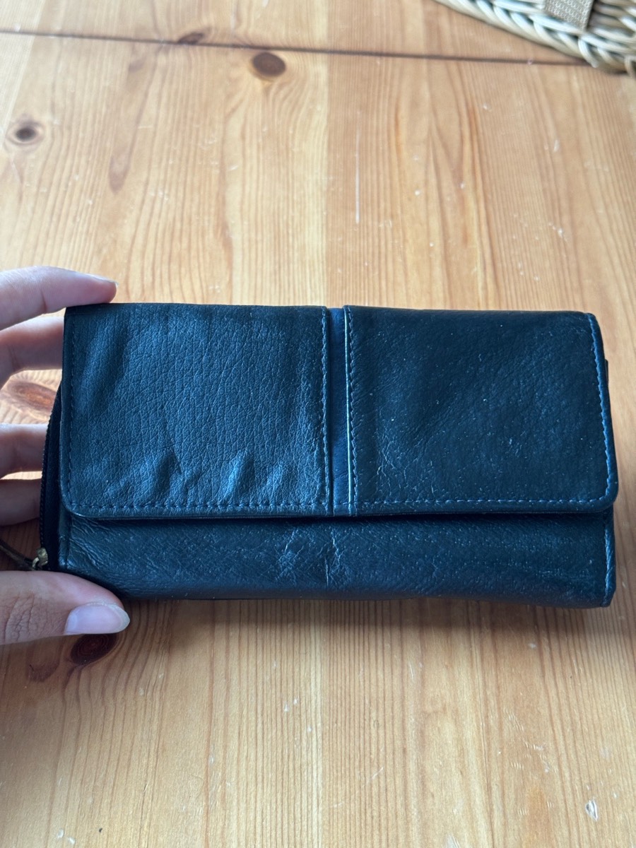 Fabretti Black Textured Leather Flap-over Wallet