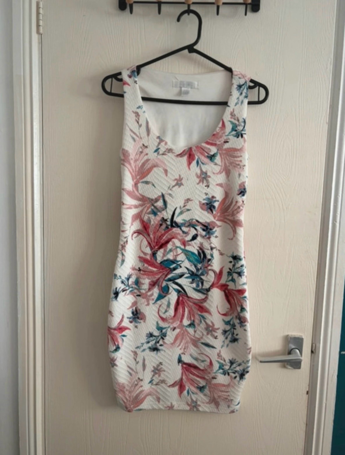 Sleeveless Tropical Lily Print Bodycon Mini Dress Amisu Size 8