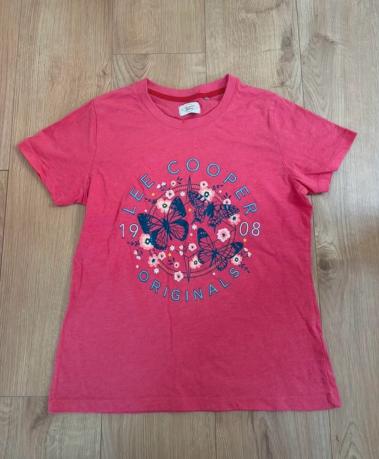 Y2K Core Pink Butterfly T Shirt Lee Cooper Originals 1908 Size 14