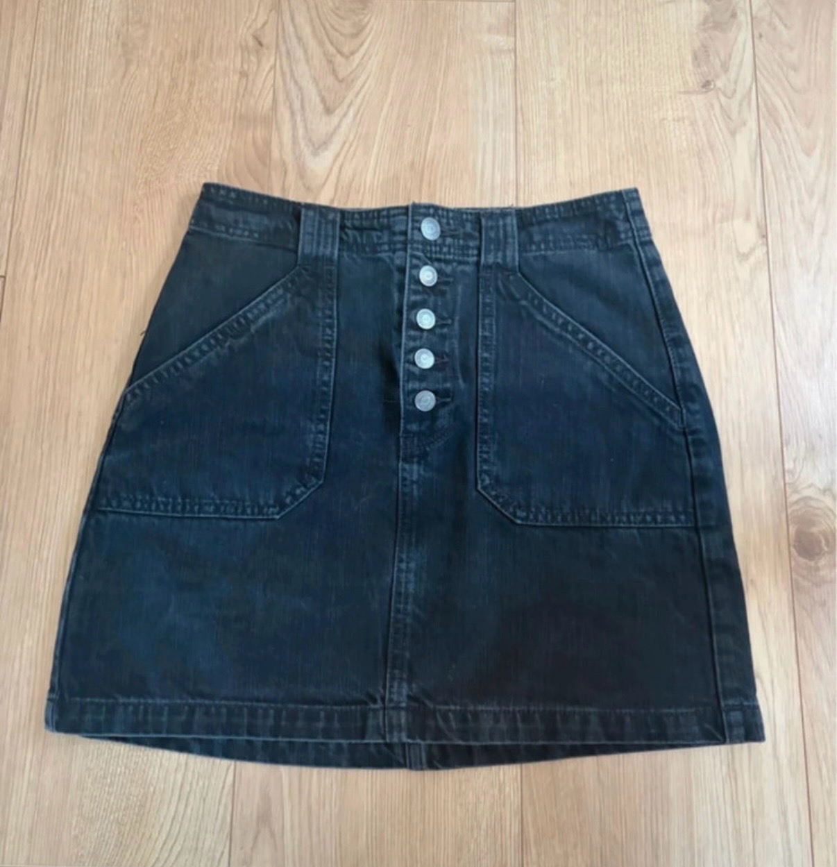 Black Denim High Rise Mini Skirt Hollister Size Small