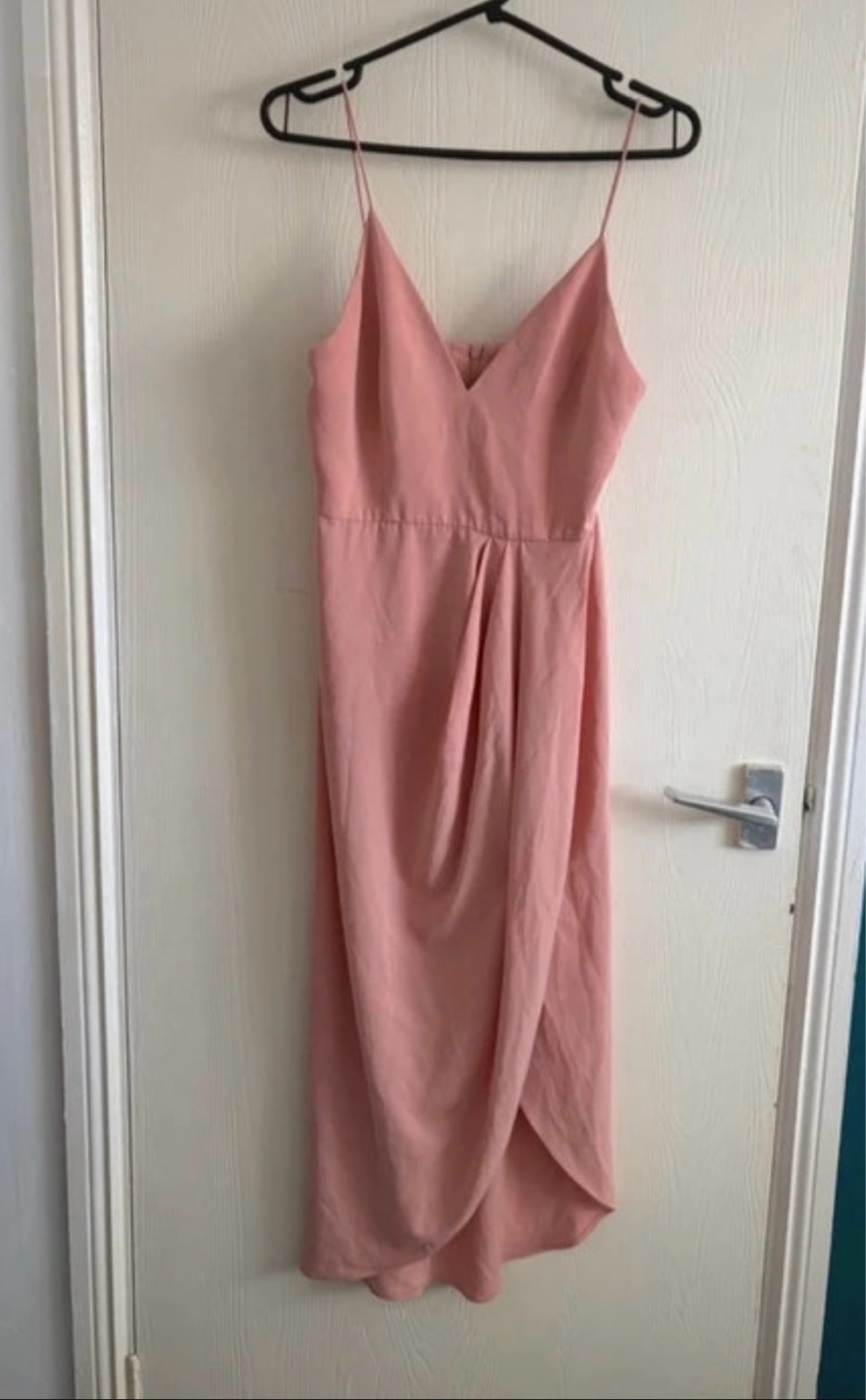 Blush Pink Draped Cocktail Midi Dress Soft Girl Shona Joy Size 14