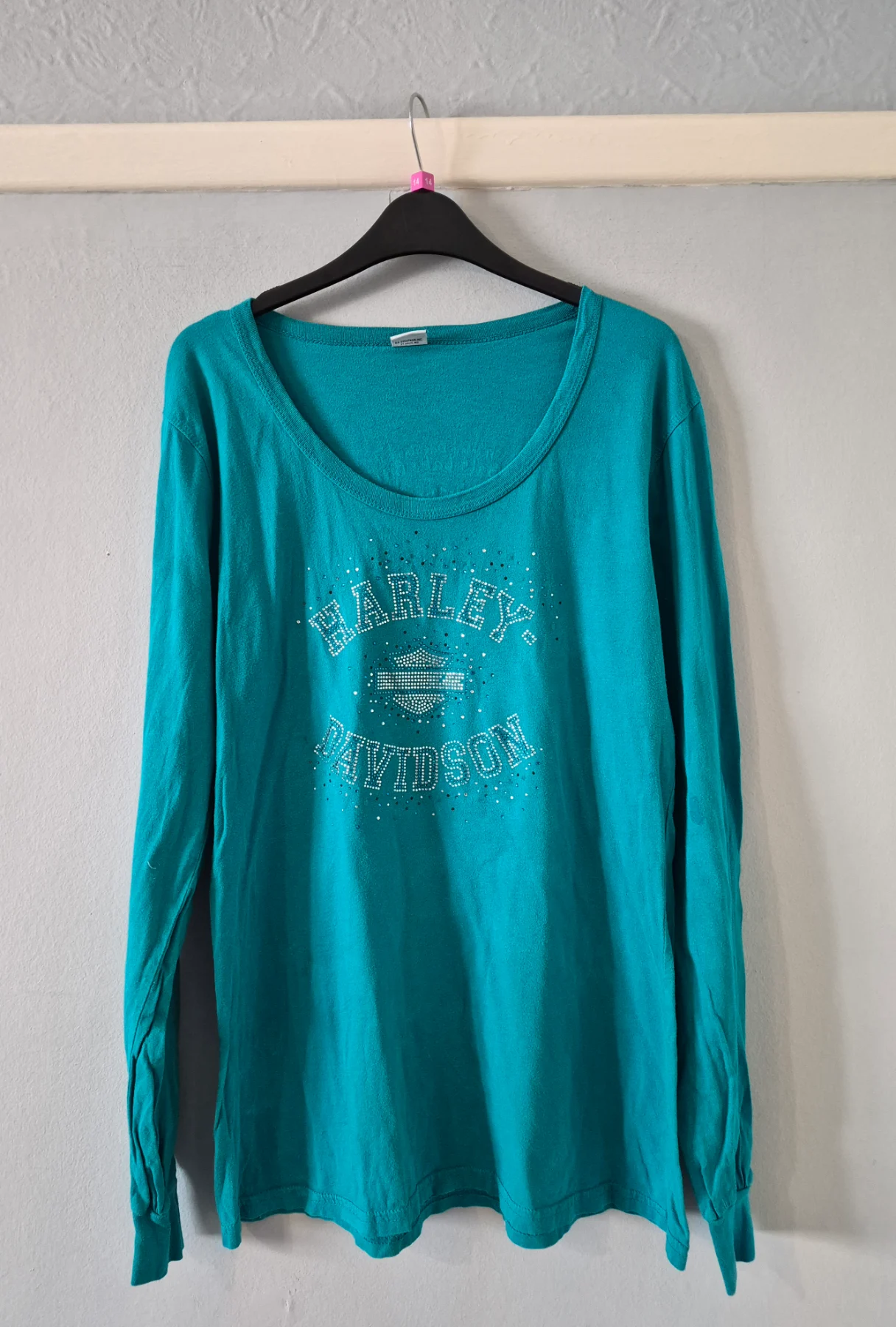 Vintage Teal Harley-Davidson Salt Lake City Long Sleeve Tee UK 14/16