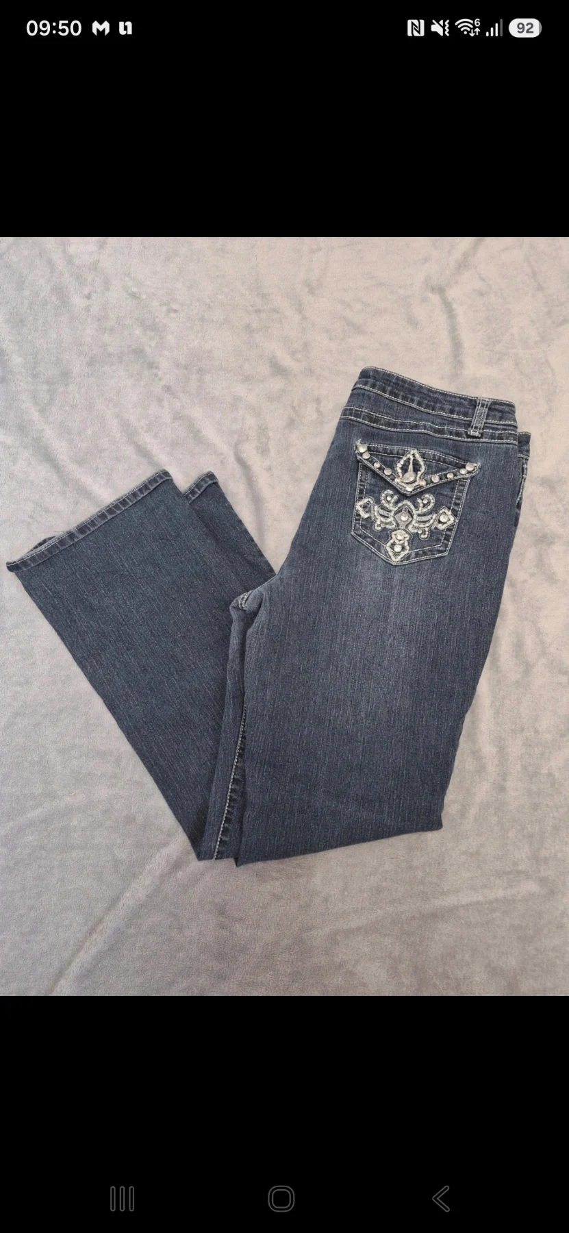 Cato Y2K Embellished Bootcut Jeans Size 14 Rhinestone Pockets W34 L30