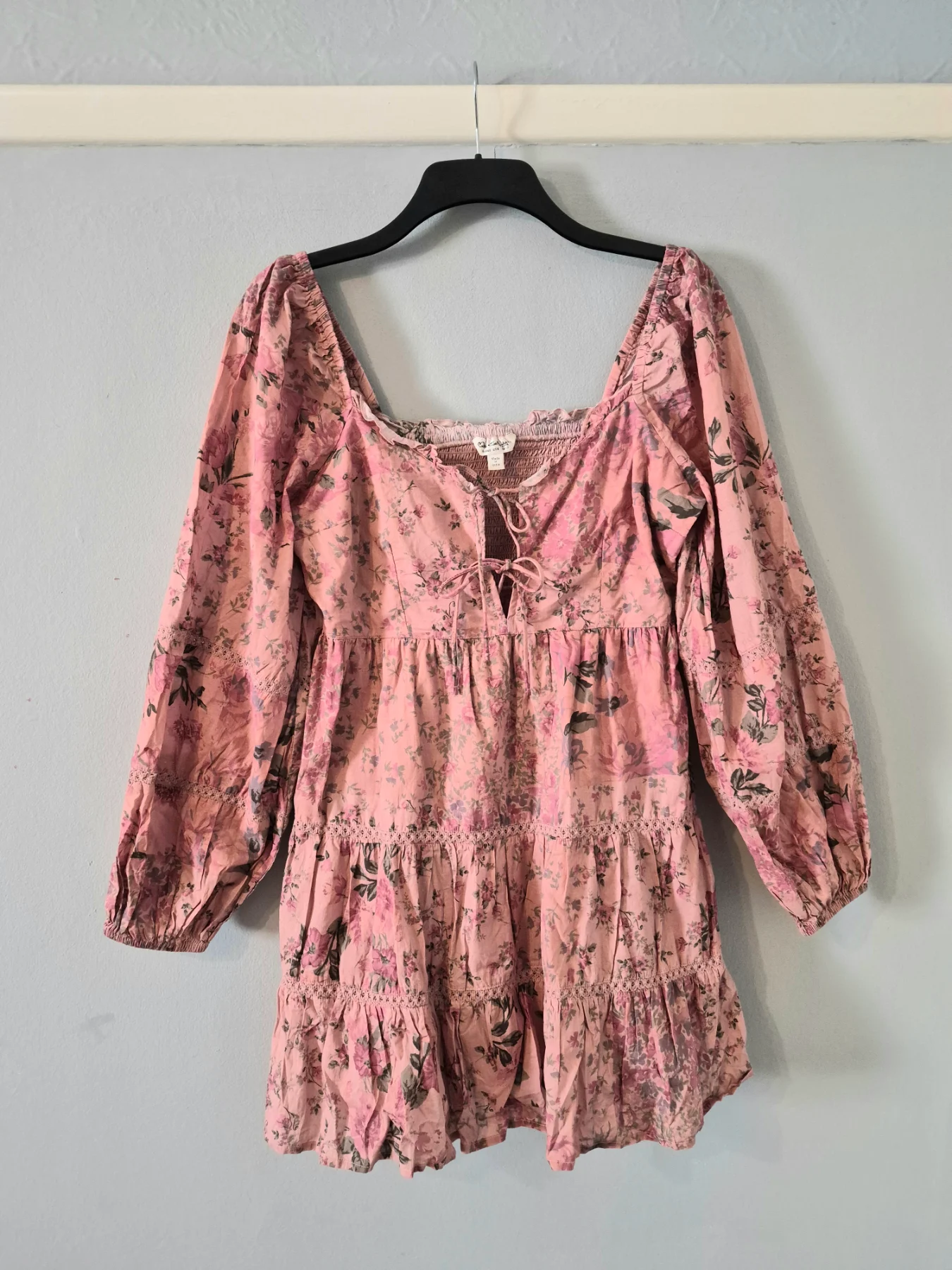 Miss Selfridge cottagecore floral layered puff sleeve short dress UK 12