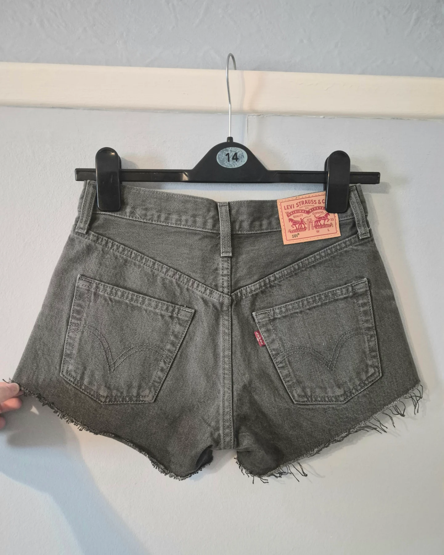 Levi's women's 501s grey denim button fly shorts W24