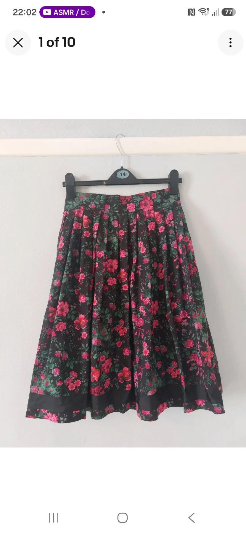 Mondi Vintage 80s Style Floral Pattern Pleated Lined Knee Lenght Skirt UK 8/10