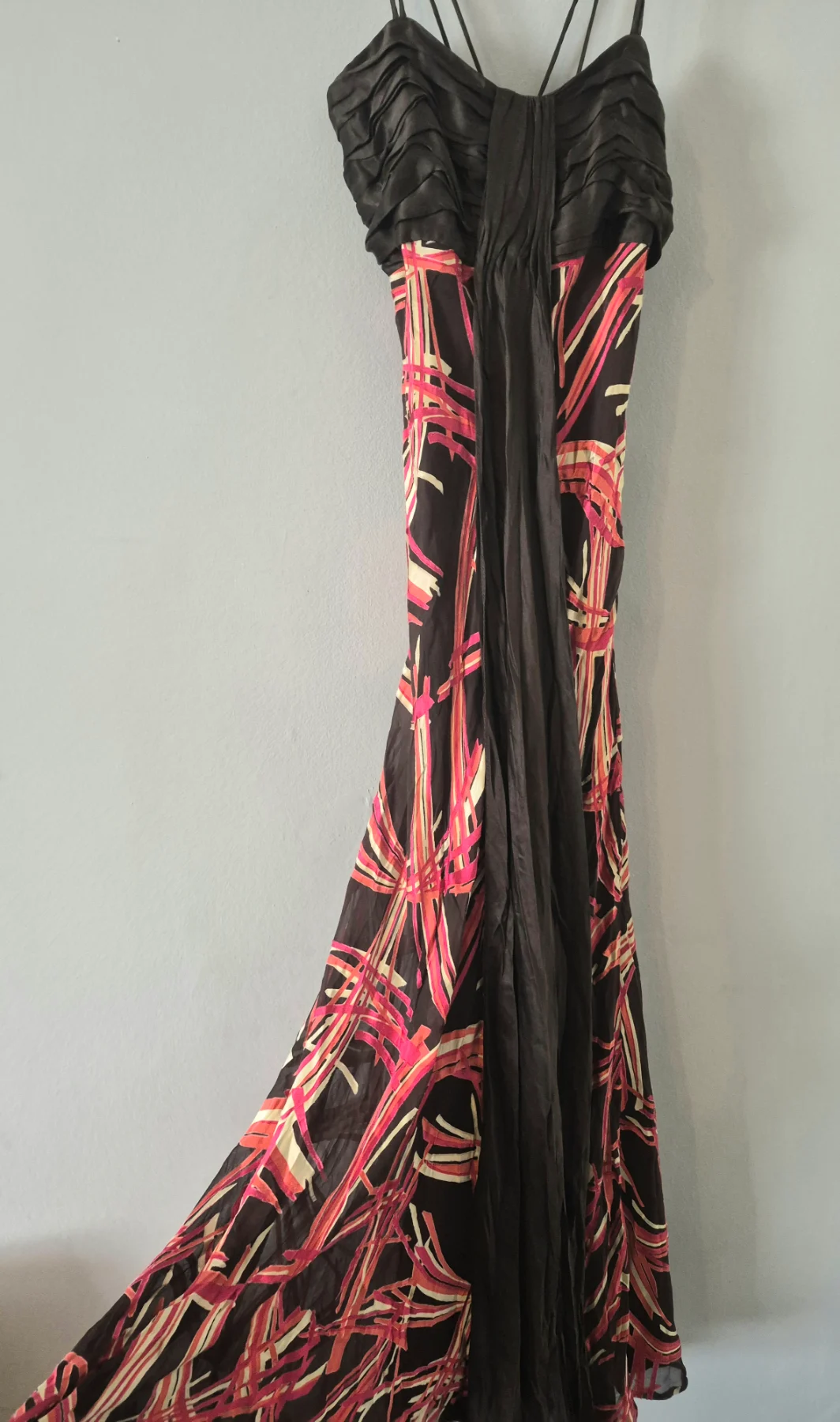 Vintage Monsoon ‘Pippa’ Silk Blend Abstract Graphic Maxi Dress - Size UK 10/12