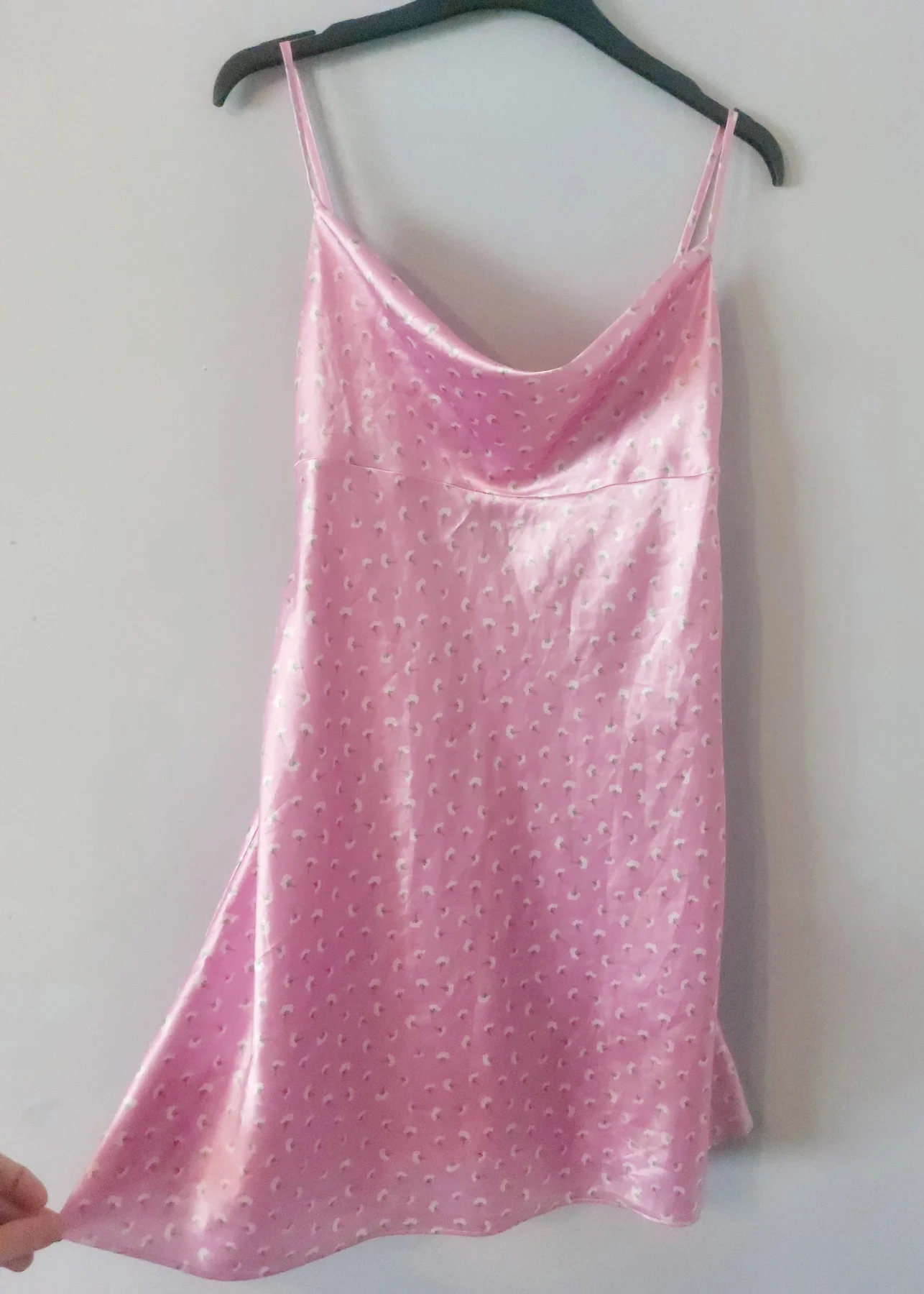 Zara pink floral satin feel babydoll nightie mini dress size XS