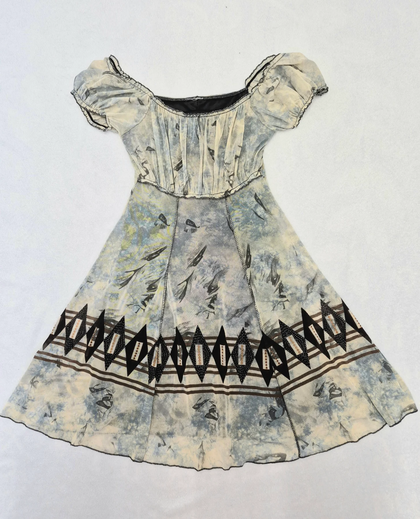 Vintage whimsigoth shemi sheer overlay y2k puff sleeves dress size M