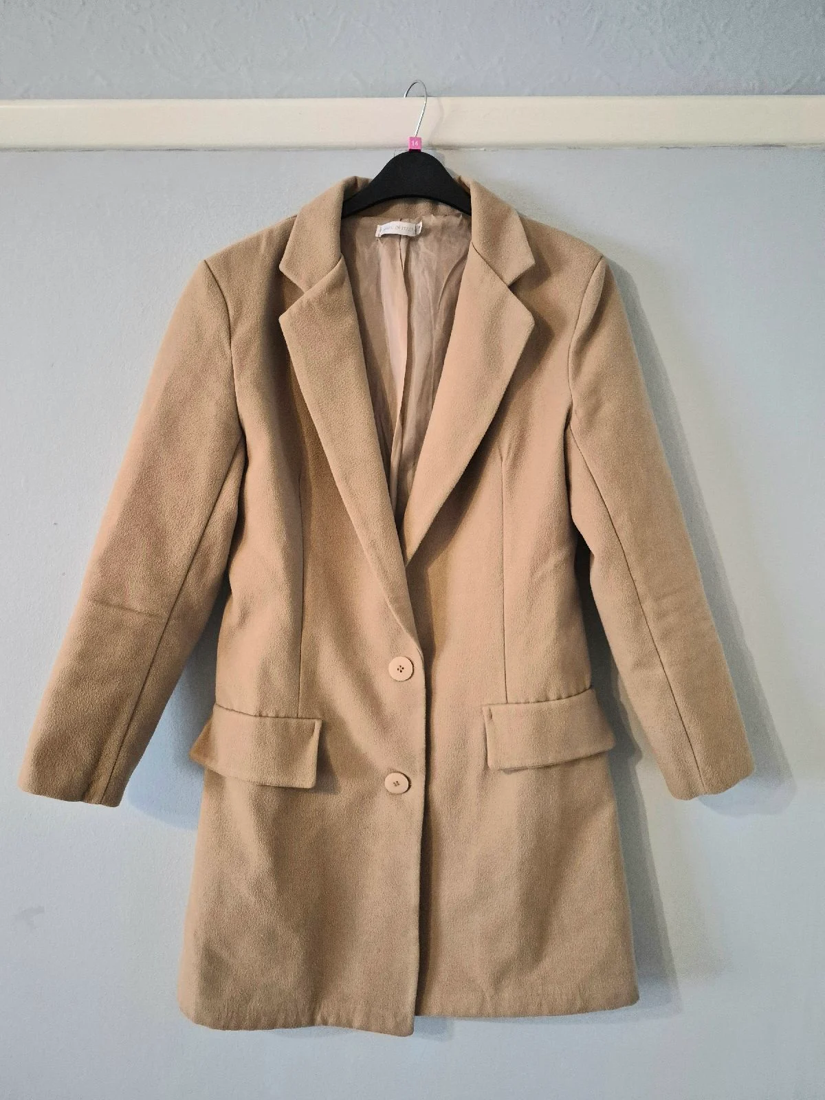 Made in Italy camel colour mid lenght tailored coat blazer jacket UK 10