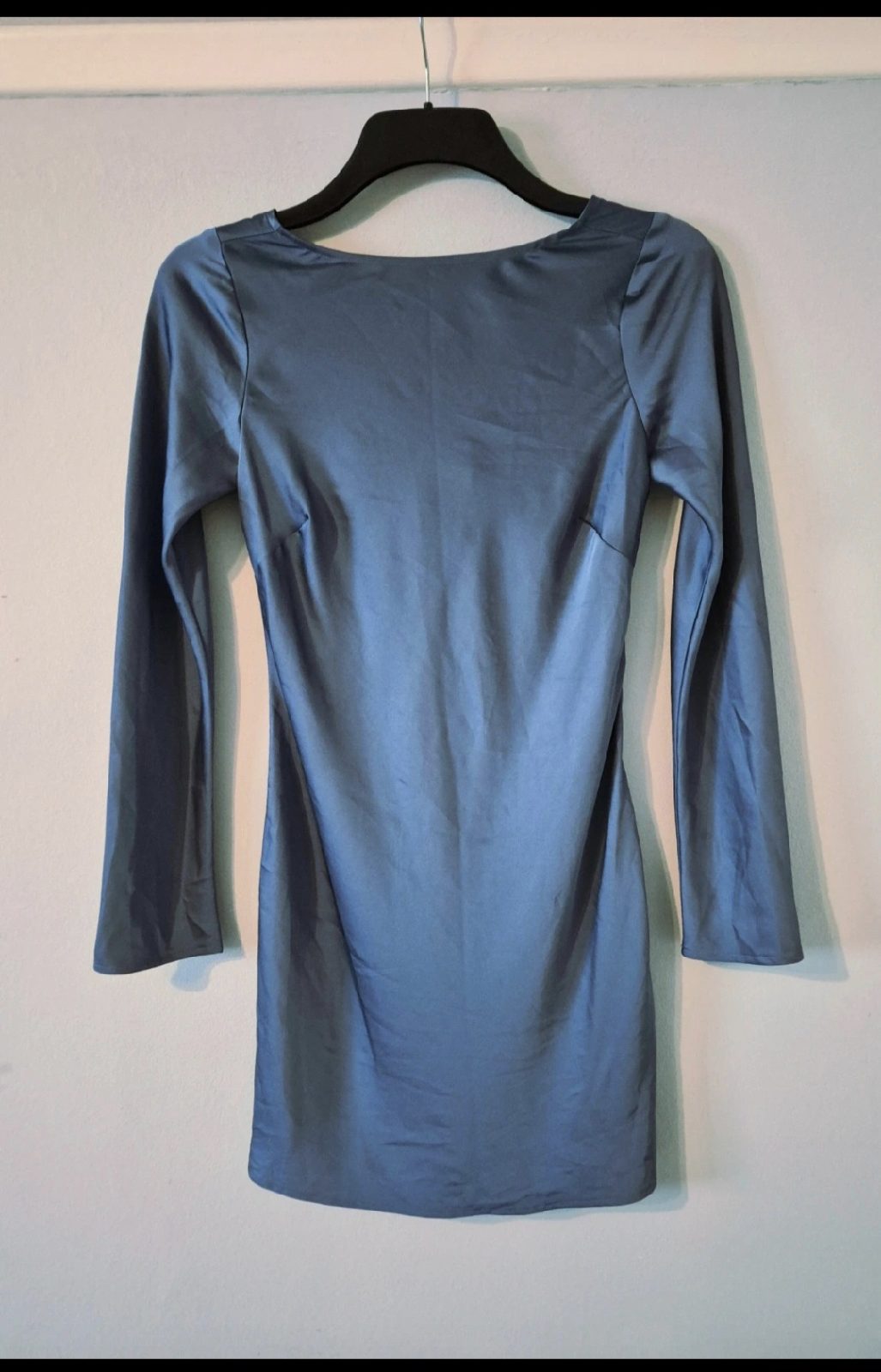 Abercrombie & Fitch Satin Open Back Long Sleeve Mini Dress – Slate Blue size XS BNWT