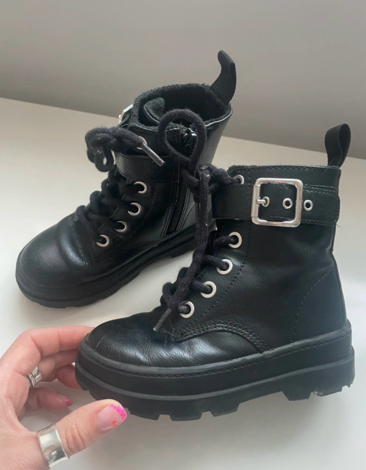 H&M Girls Black Biker Boots size 8
