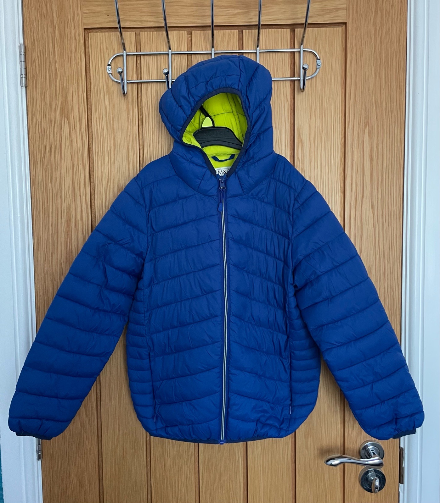 M&S boys blue lightweight puffer jacket age 9-10
