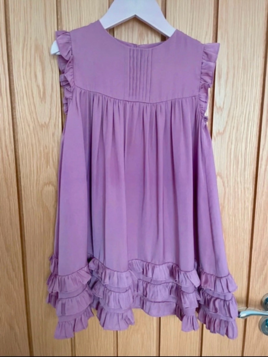 Next girls pink satin ruffle party dress