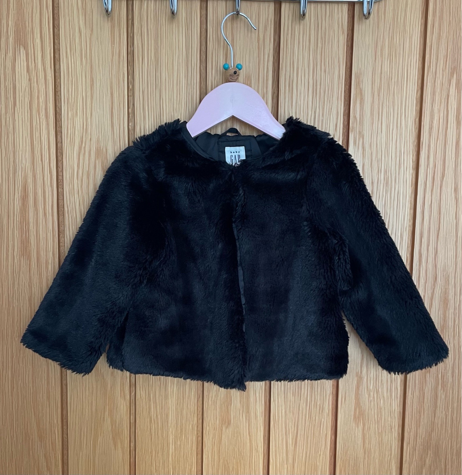 Baby Gap Girls Black Faux Fur Jacket age 4