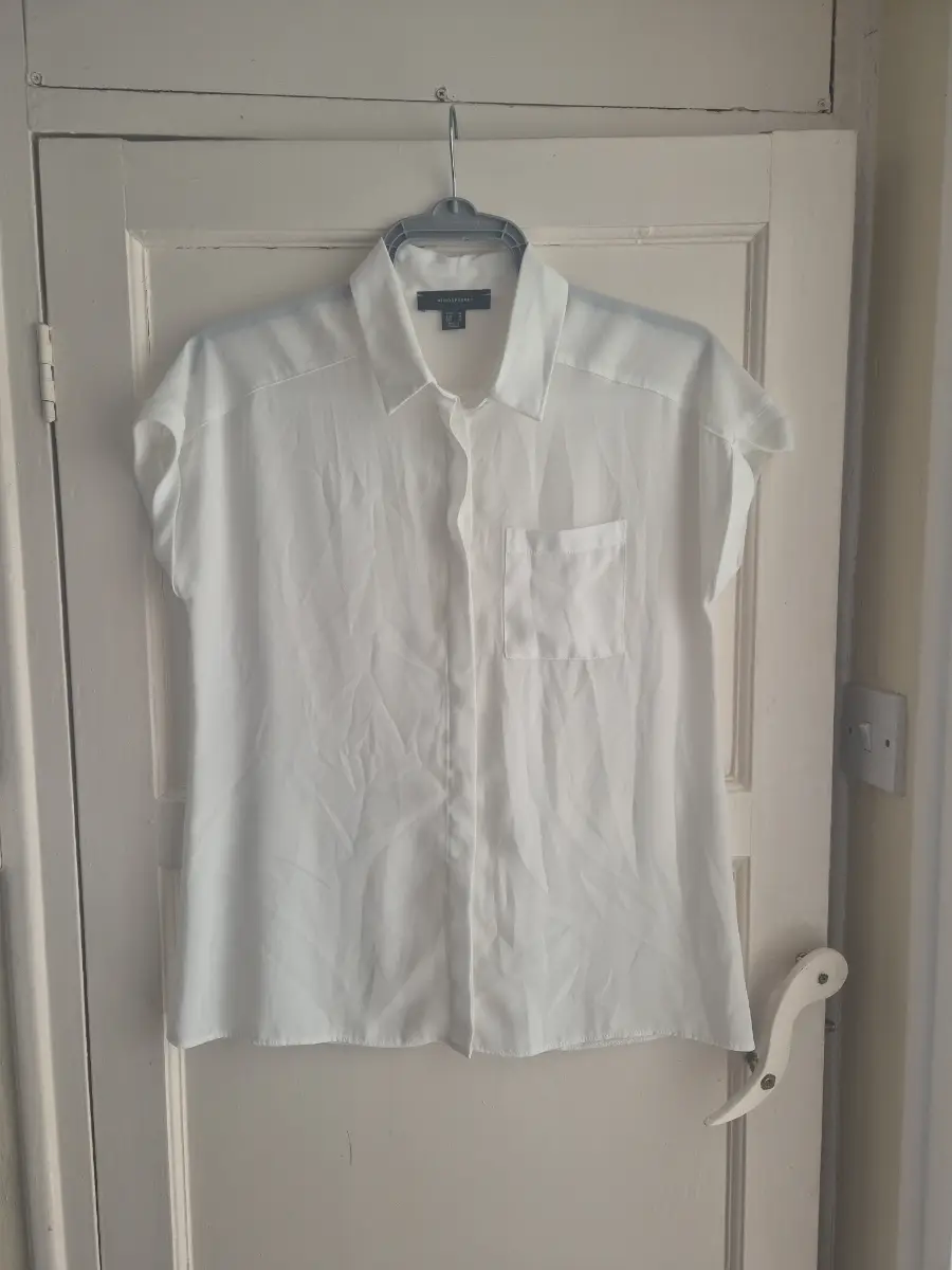 Atmosphere White Button Up Short Sleeve Chiffon Style Blouse|UK 14