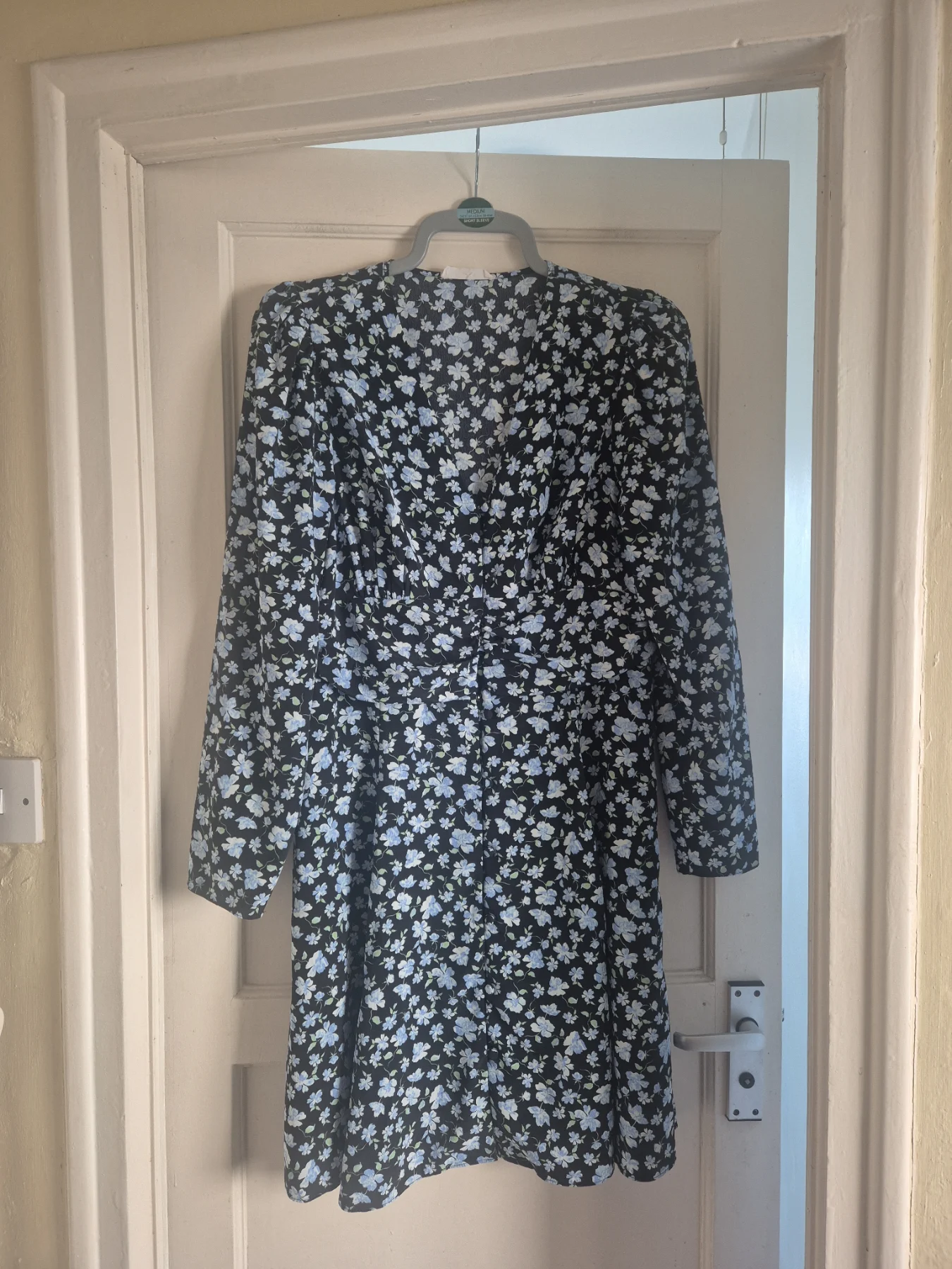 Primark Womens blue floral long sleeved mini dress|Size 14