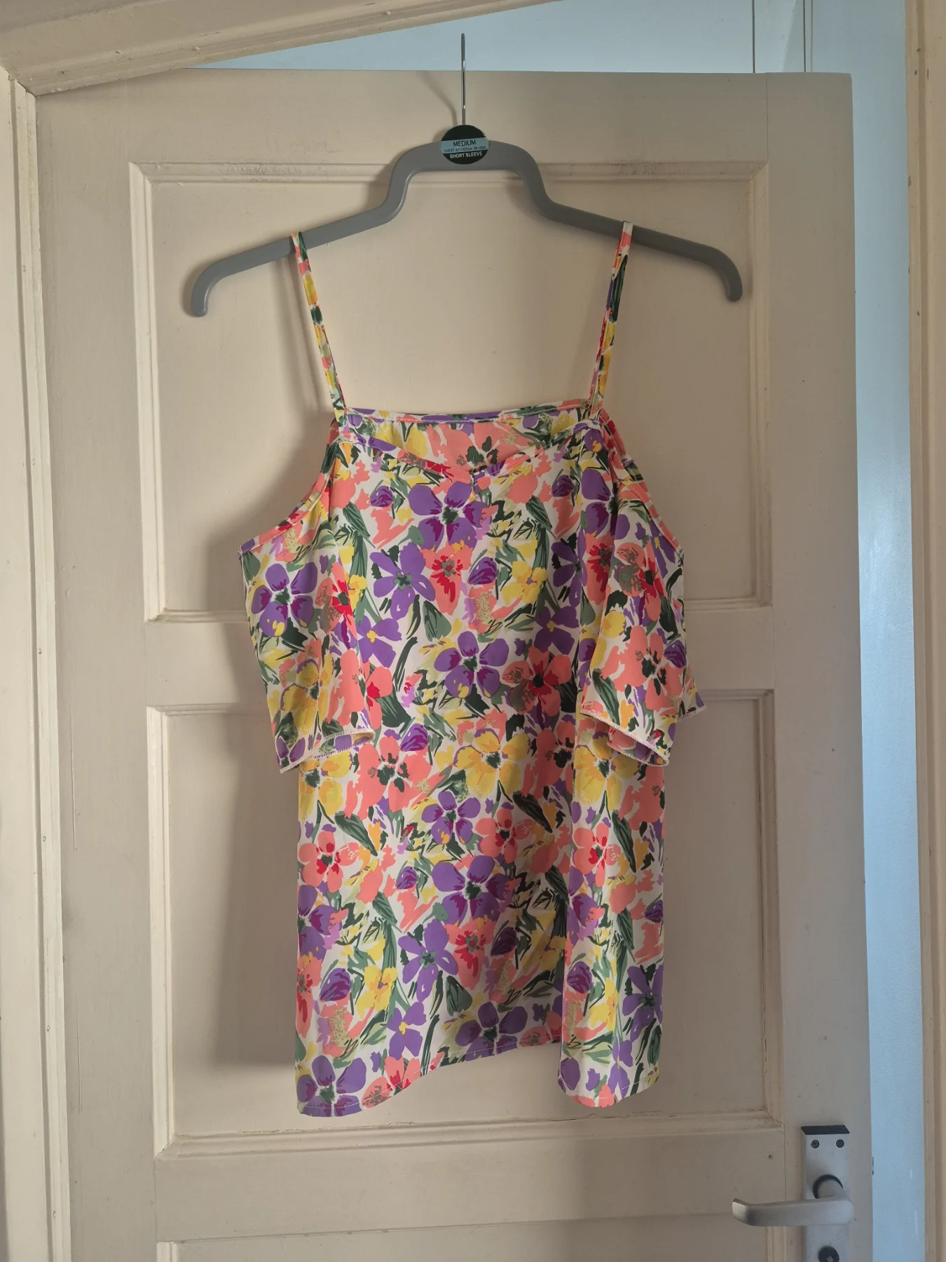 Floral Cold Shoulder Cami Top - Size L (UK 12-14)