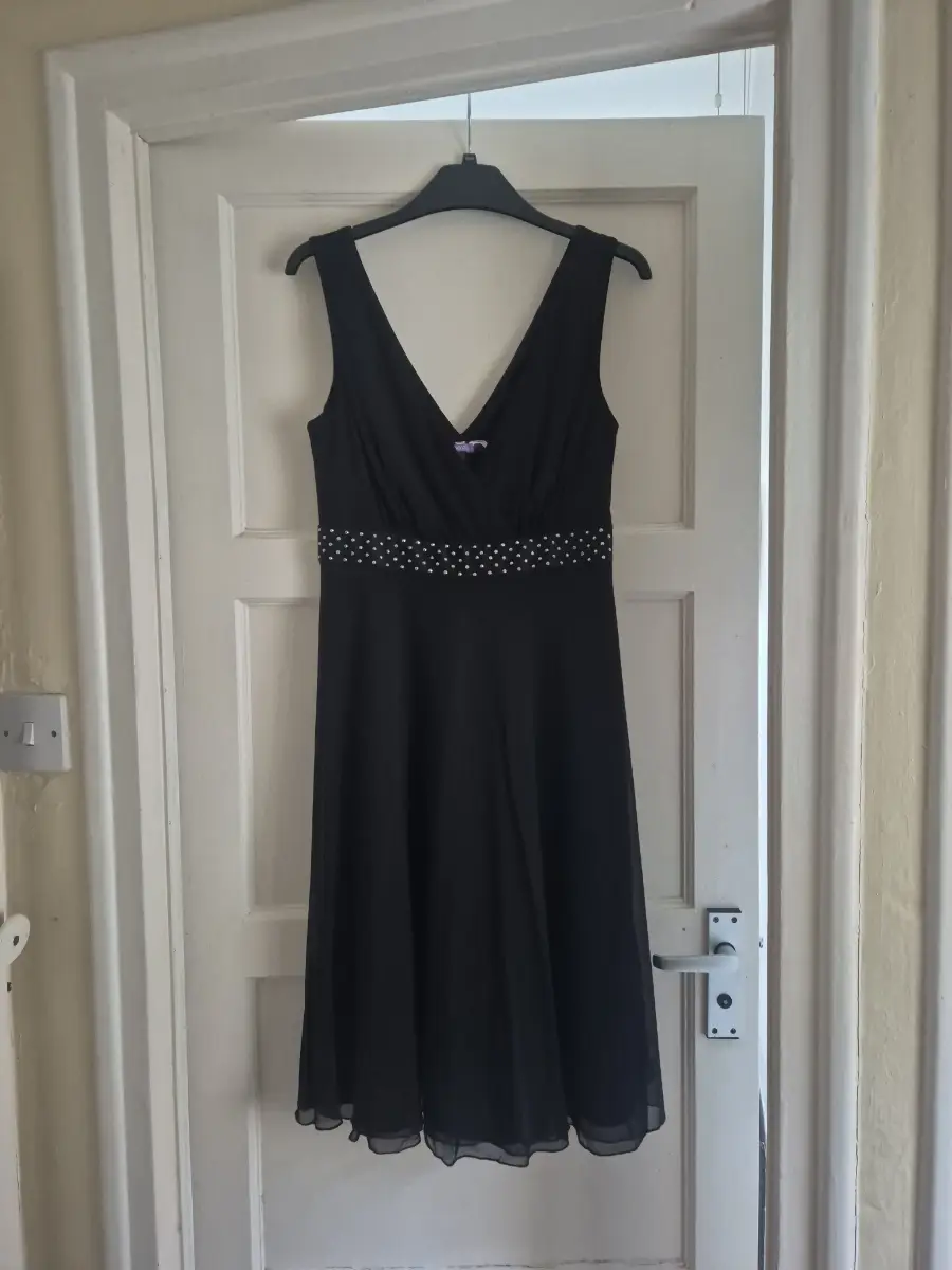 Next Womens black studded party dress|Size 8