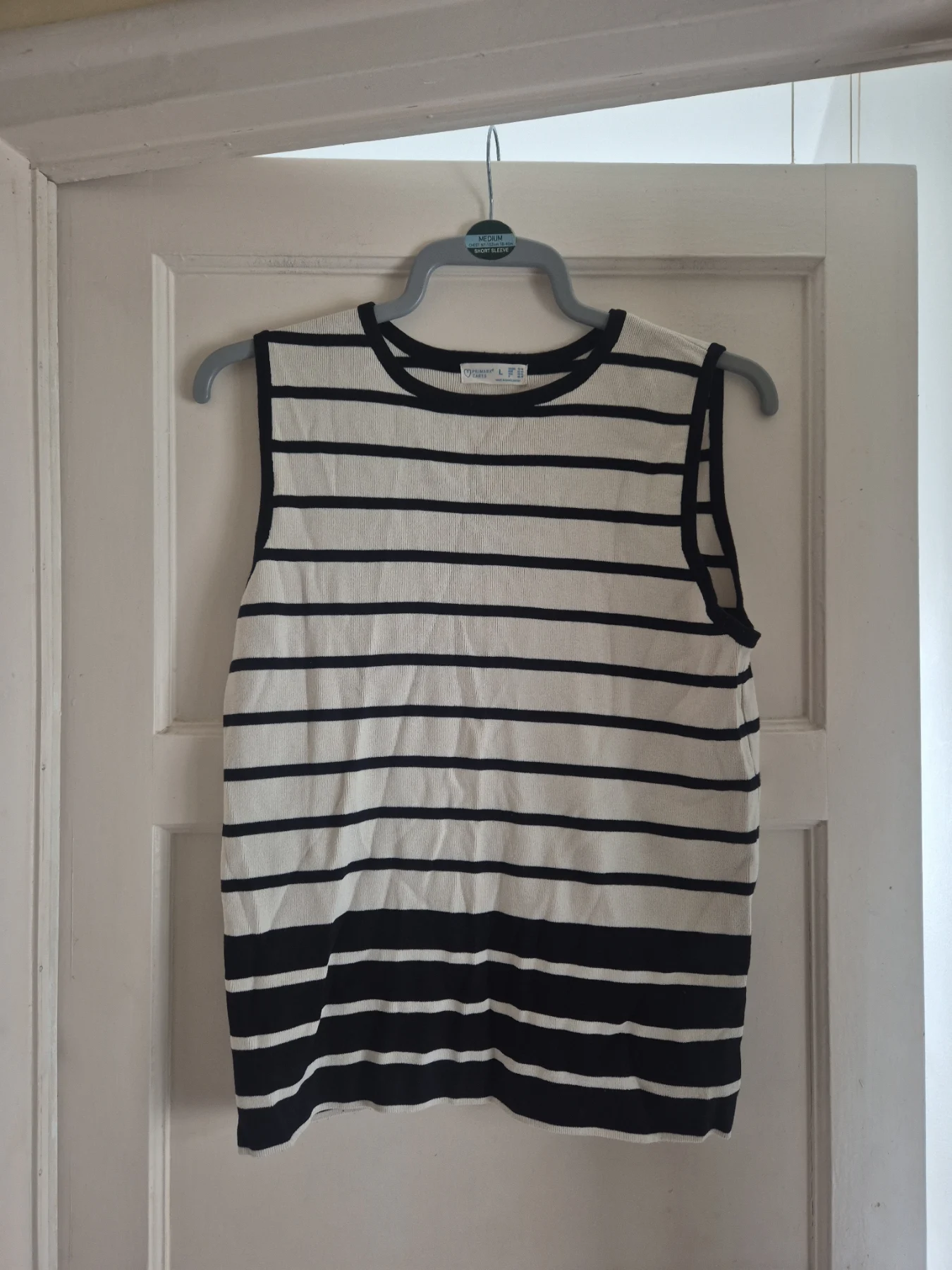 Primark Cares Cream & Black Striped Knit Tank Top - Size L / UK 14-16