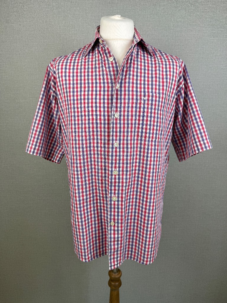 Seidensticker Sports Checked Short Sleeve Shirt Medium Red Blue Cotton