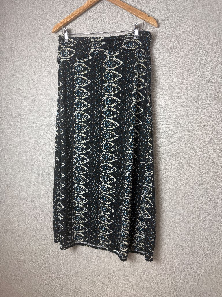 Urban Coco Boho Maxi Skirt Blue Cream Tribal Print Stretch Waist UK14 UK16