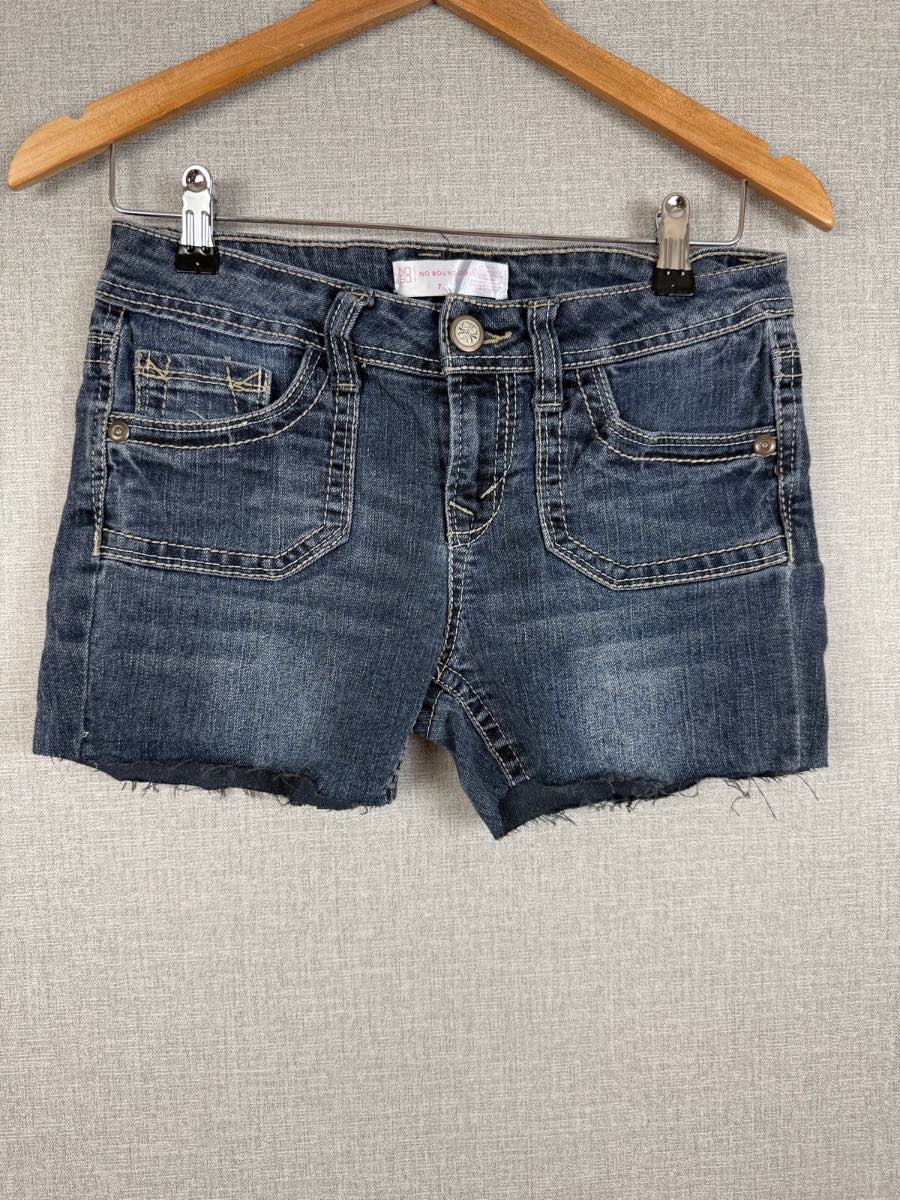 No Boundaries Dark Wash Denim Cut Off Shorts Raw Hem Low Rise US 7 UK 8 Festival