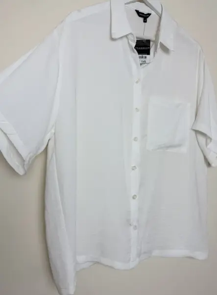Peacocks White Sheer Collared Blouse UK 16 BNWT