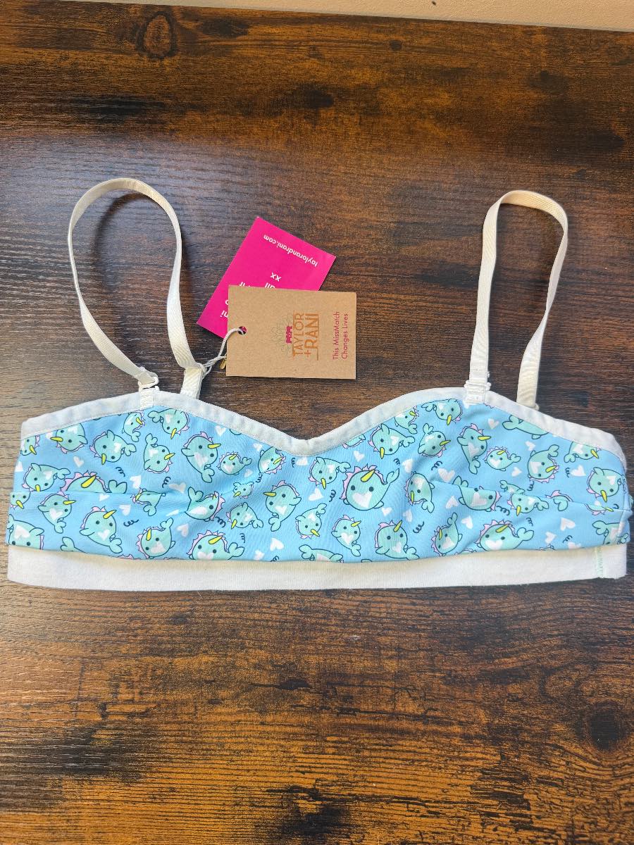 Taylor + Rani Reversible Soft Cotton Bralette Narwhal Print UK 8 US 4 BNWT