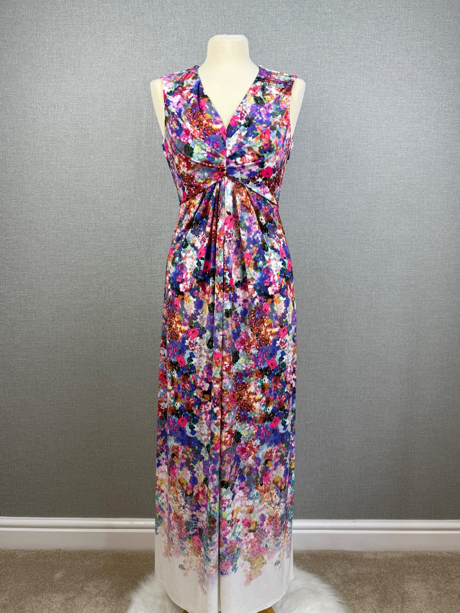M&S Collection Floral Maxi Dress Sleeveless Ruched Occasion Dress UK 12