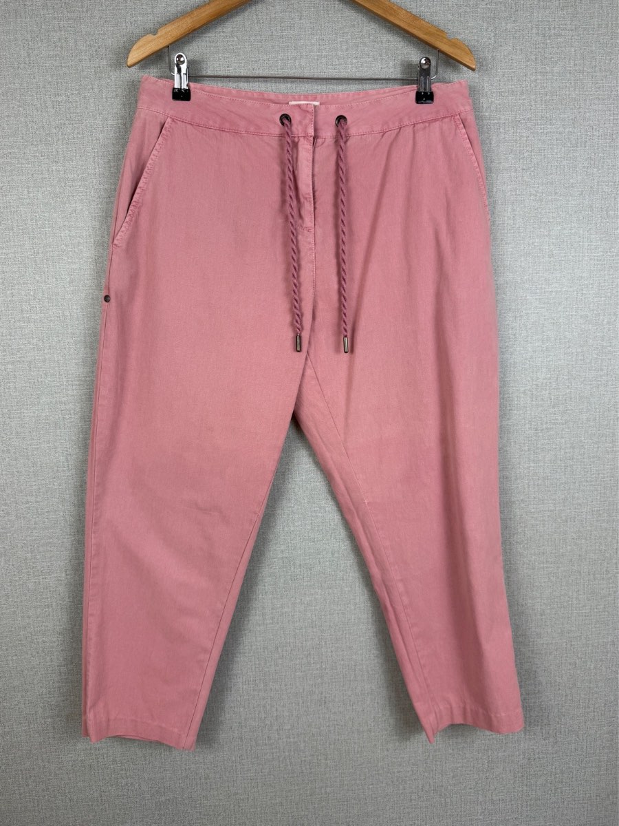 Saltrock Pink Cotton Cropped Trousers Womens W34 Drawstring Casual Crop Pants