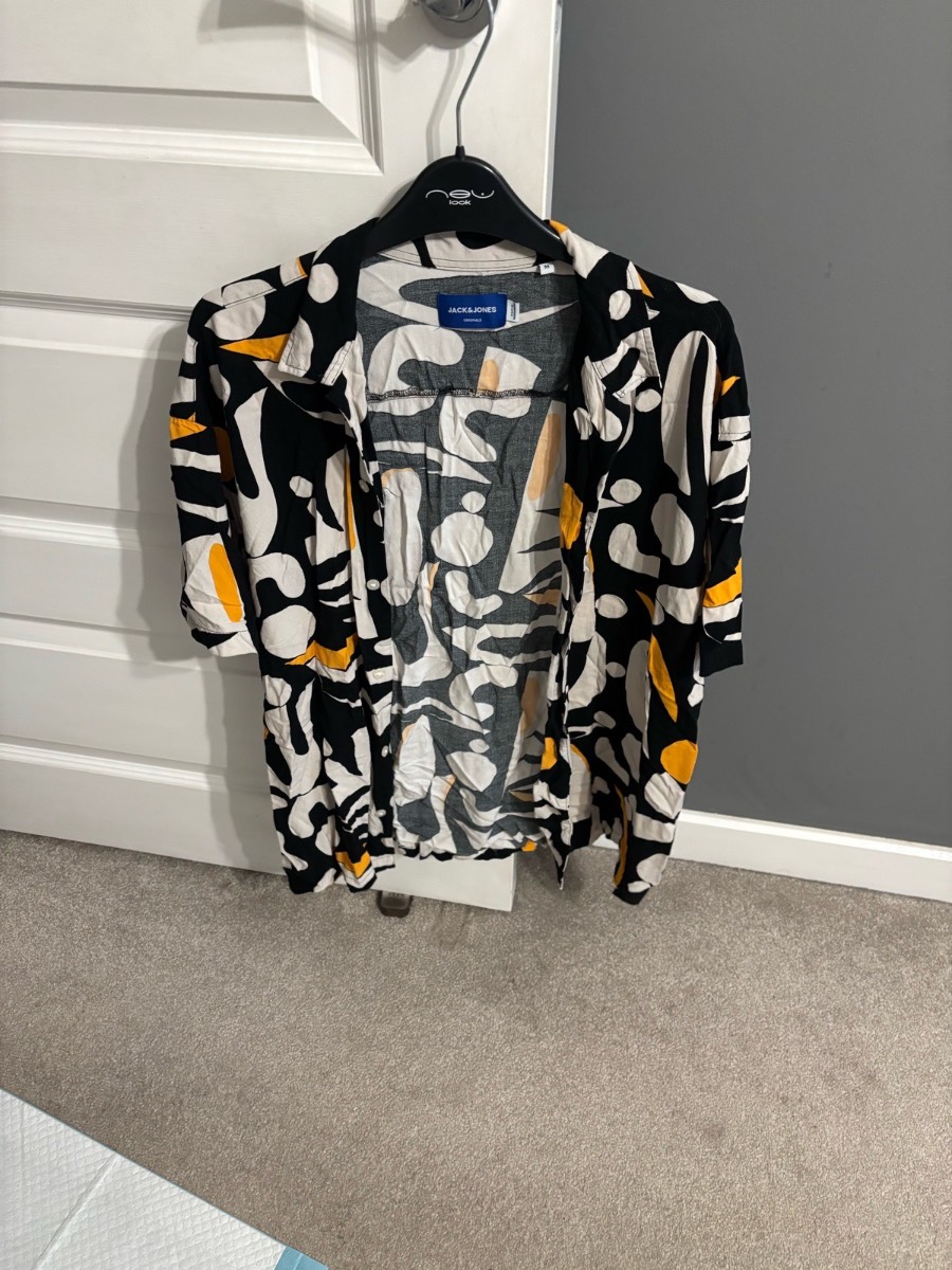 Jack & Jones Originals Abstract Print Revere Collar Shirt Men’s Medium